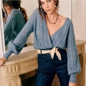 Sezane Cristina Mohair Jumper Sweater Blue S
